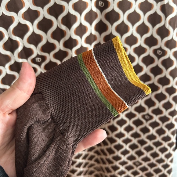 Purificacion Garcia Knit Brown Abstract Print Logo Preppy Blouse Top Size S - Picture 6 of 9